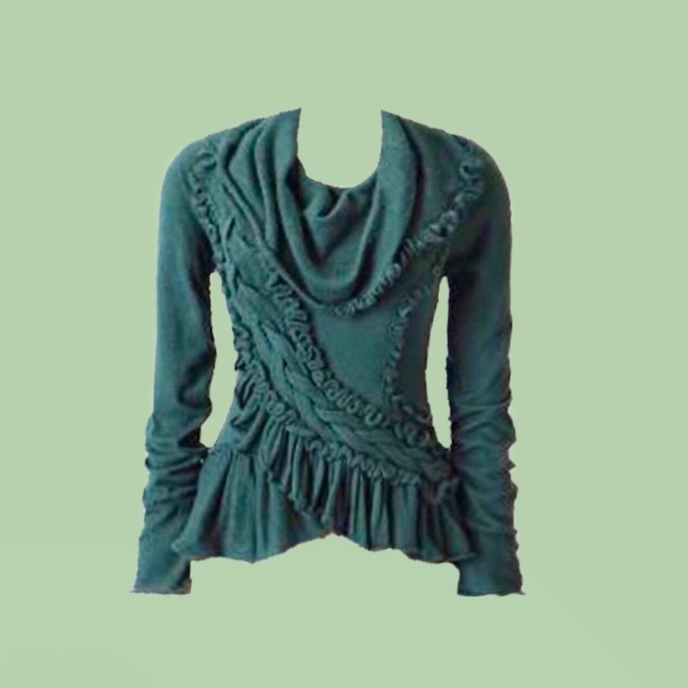 Anthropologie Guinevere Green Cowl Neck Sweater